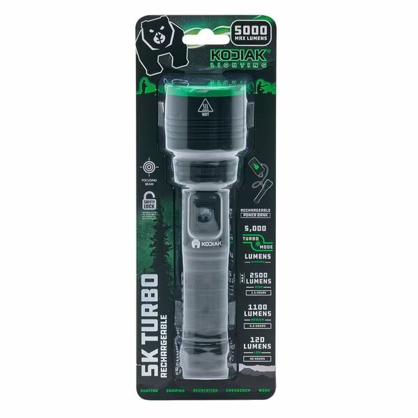 Kodiak 5K Rechargeable Tactical Flashlight, Promier Products, Mfr#: K-5KTRB-8